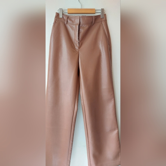 Aritzia Babaton Brown Vegan Leather Pants  NWT - Picture 6 of 8